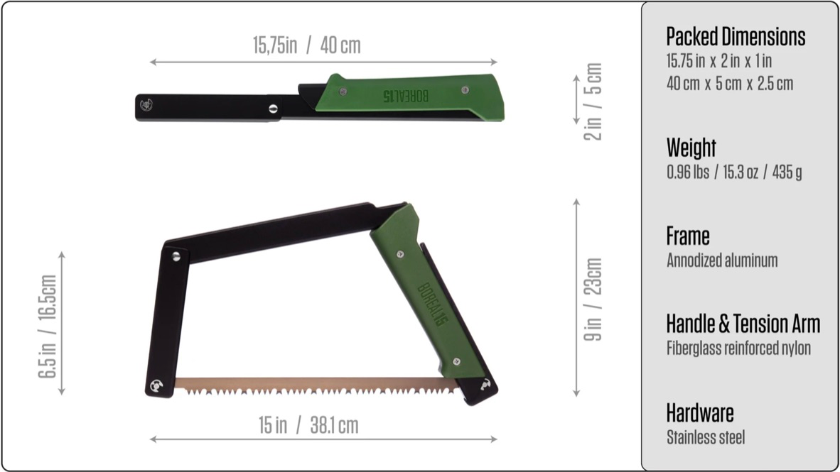 BOREAL 15 - klappbare Bügelsäge/Bucksaw von Agawa