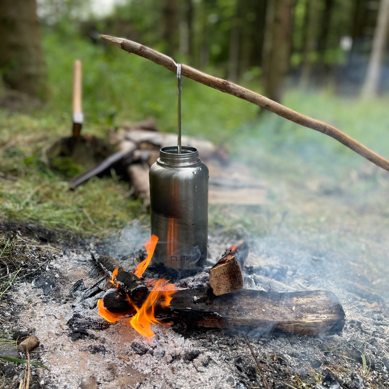 Bushcraft Kogegrej fra Cumagear i rustfrit stål - Kogesæt til brug over åben ild.