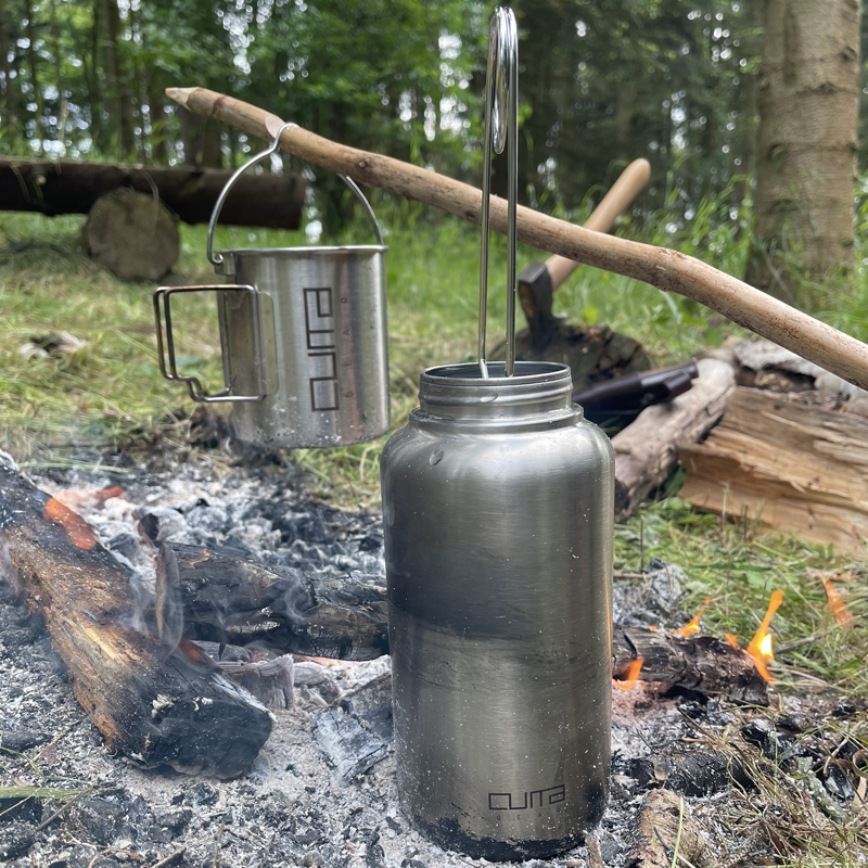 Bushcraft Kogegrej fra Cumagear i rustfrit stål - Kogesæt til brug over åben ild.
