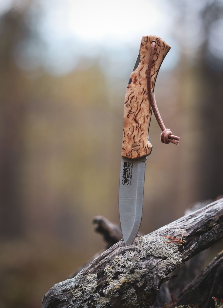 Casström Lars Fält foldekniv Back Lock Curly Birch