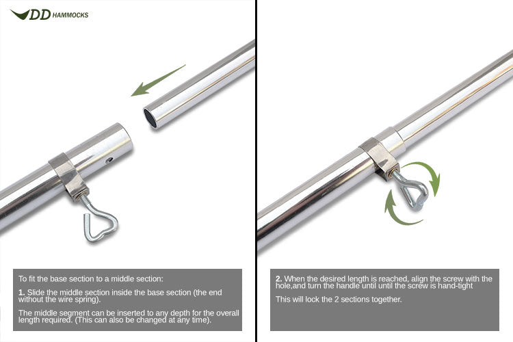DD Hammocks Tarp Pole aluminiumsstænger til tarp og telt med skruesystem til højdejustering