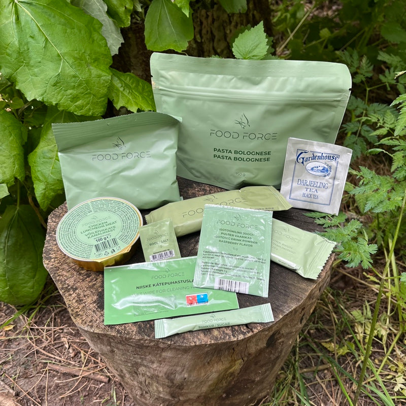 Feltration med 21 hovedmåltider og snacks - komplet feltration til 1 person til 7 dage - Nødration