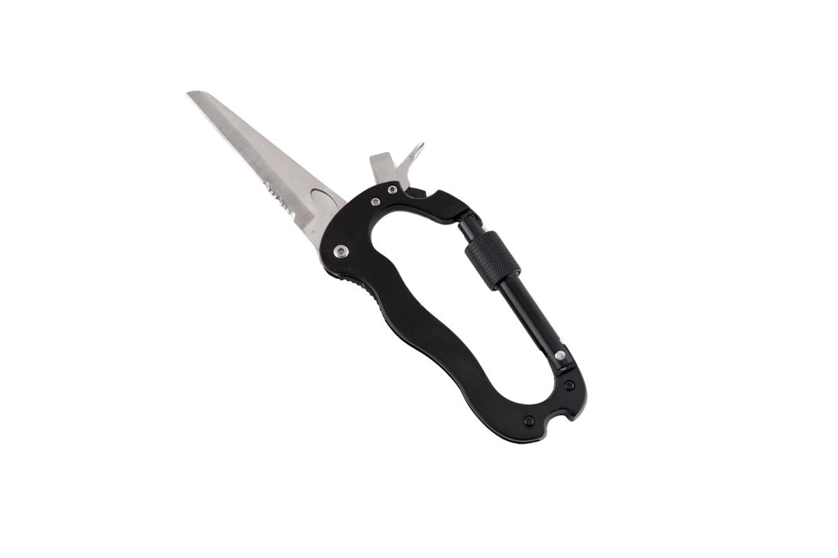 Karabinhage multipurpose sort med kniv