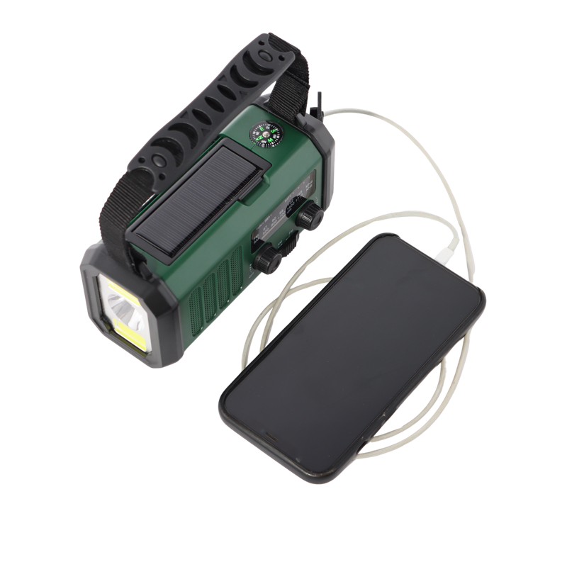 Nødradio - Med powerbank (10.000 mAh), solcelle, AM/FM, kompas og lygte.