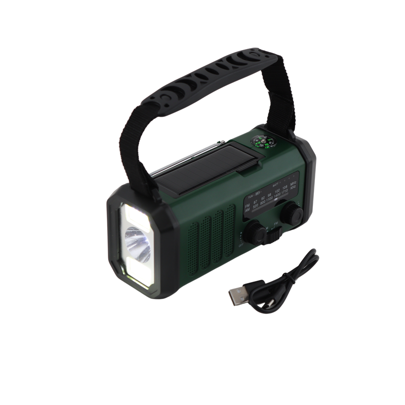 Nødradio - Med powerbank (10.000 mAh), solcelle, AM/FM, kompas og lygte.