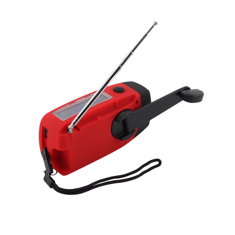 Nødradio med powerbank, solcelle, lygte, håndsving