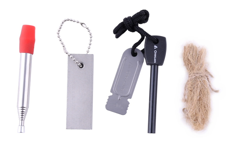 Optændingssæt med tændstål og bålpusterør