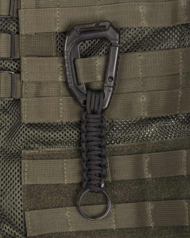 Mil-Tec nøglering - Karabin og paracord til molle - sort