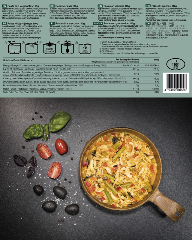 Pasta Grønsager - Frysetørret Mad
