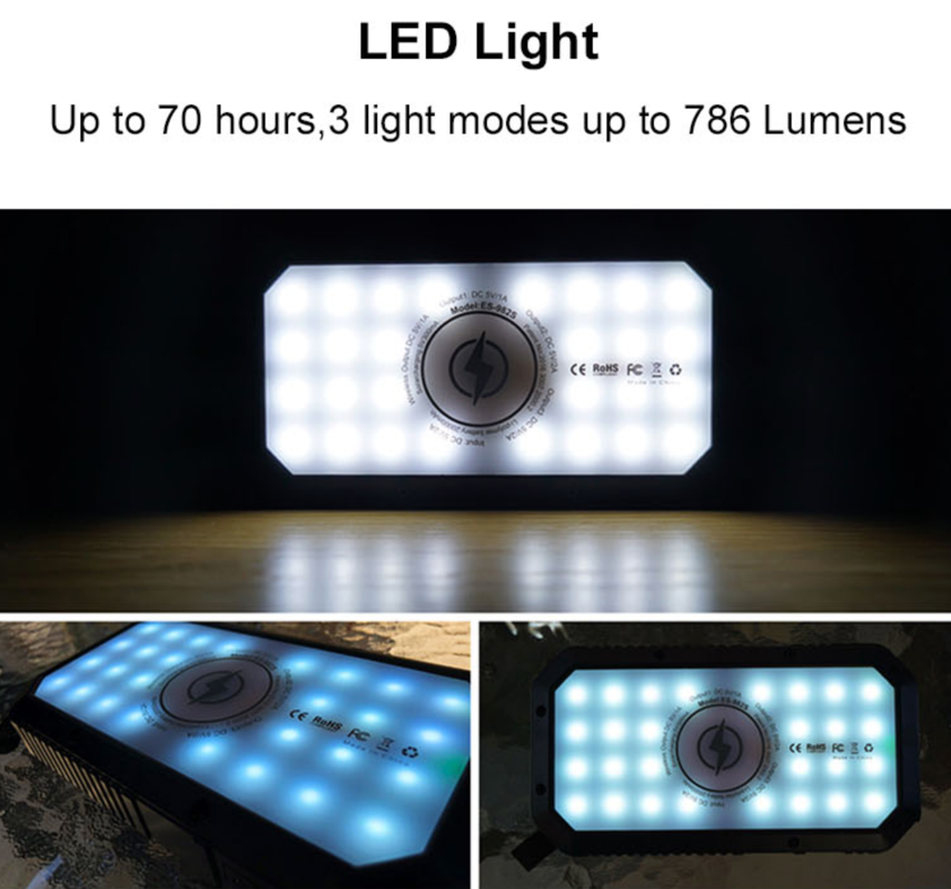 solcelle powerbank med trådløs opladning lampe