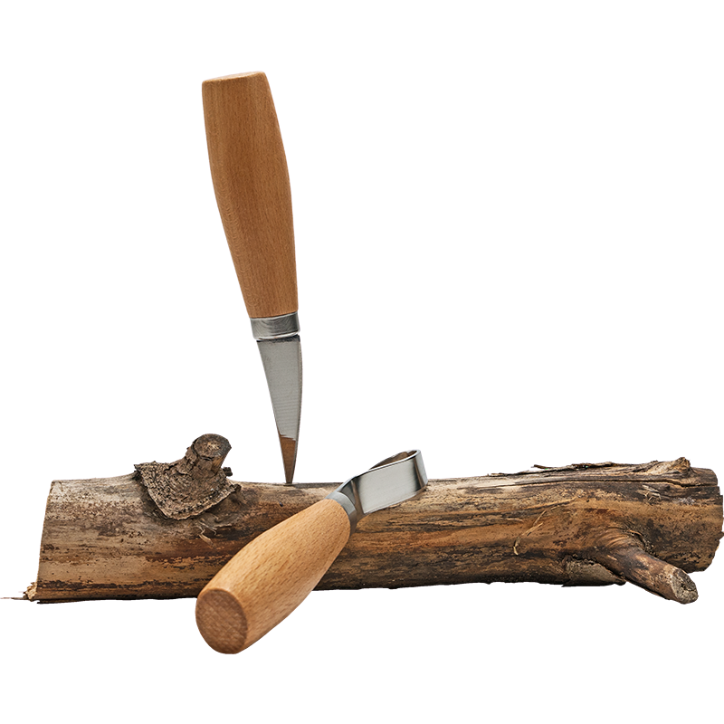 Snittesæt med skekniv og snittekniv