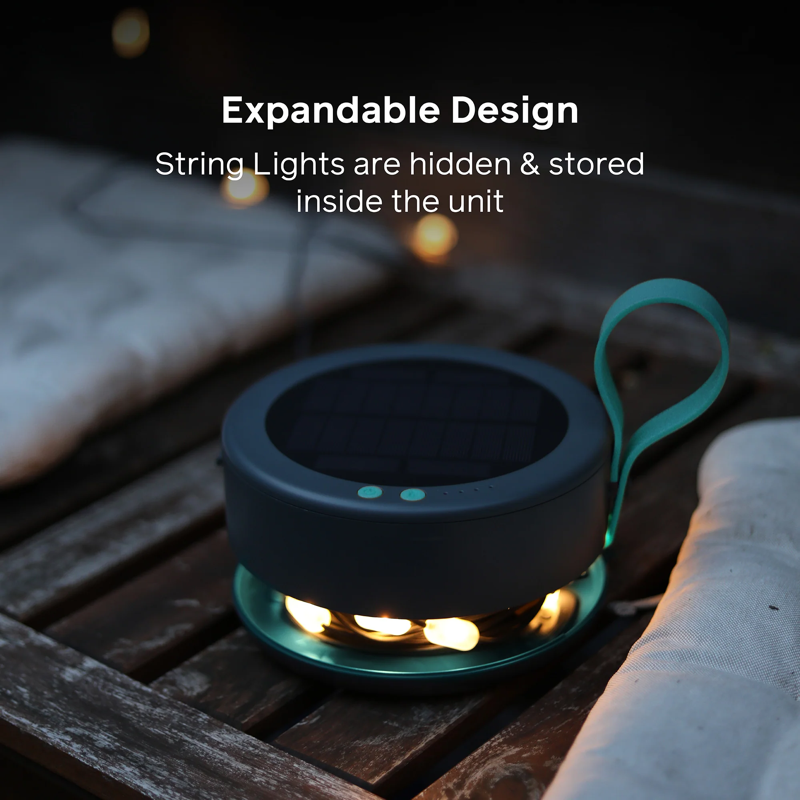 Solar String Lights 44' fra Biolite - Warm white. Lyskæde med solcelle og powerbank.