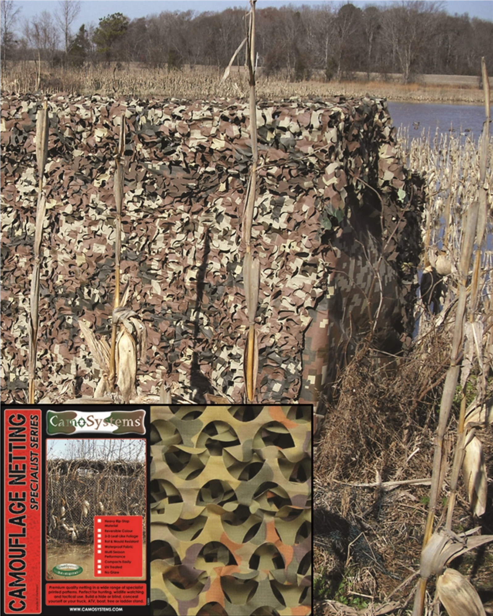 Camouflagenet Flecktarn Ultra-lite 3 m x 2,2 m - CamoSystems- Camouflagenet til jagt