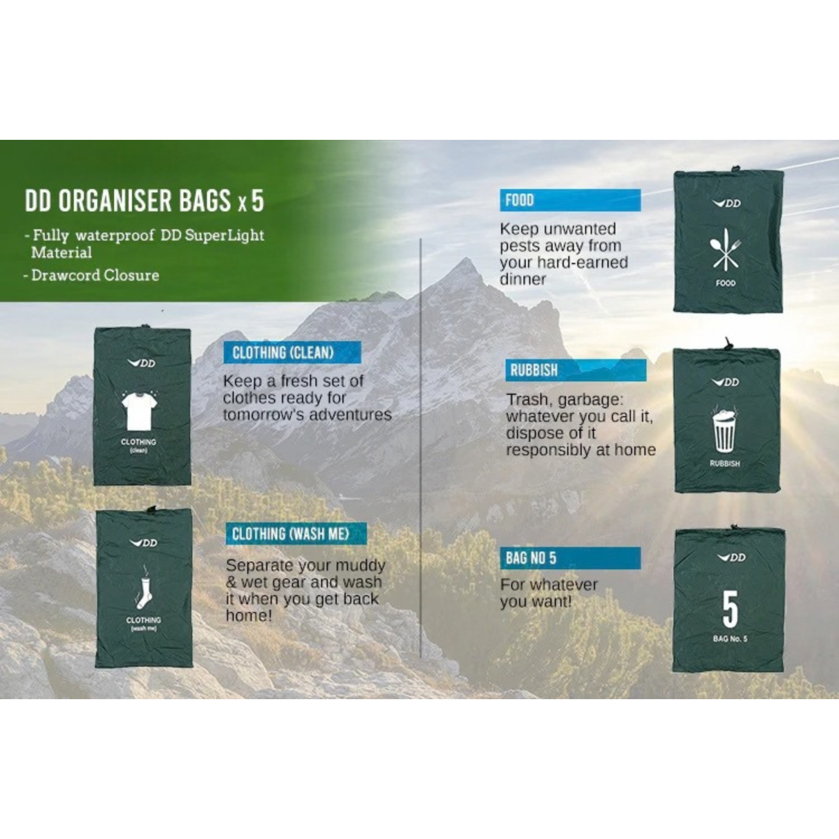 DD Hammocks organiser bags 5 stk opbevaringsposer