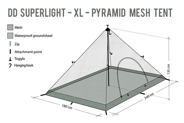 dd hammocks superlight xl pyramid mesh indertelt specifikationer