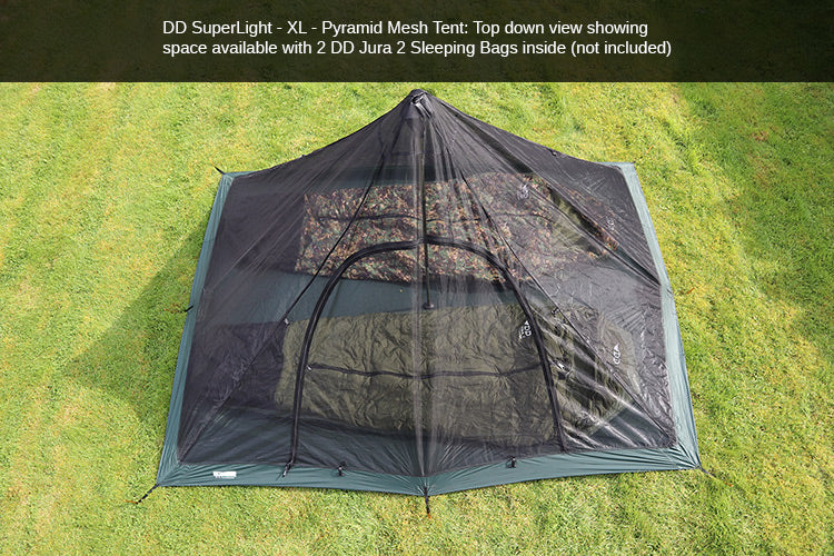 dd hammocks superlight xl pyramid mesh indertelt med to soveposer