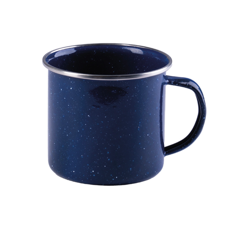 Emaljekrus 680 ml fra Mil-Tec.
Blåt emaljekrus til bål og friluftsliv.