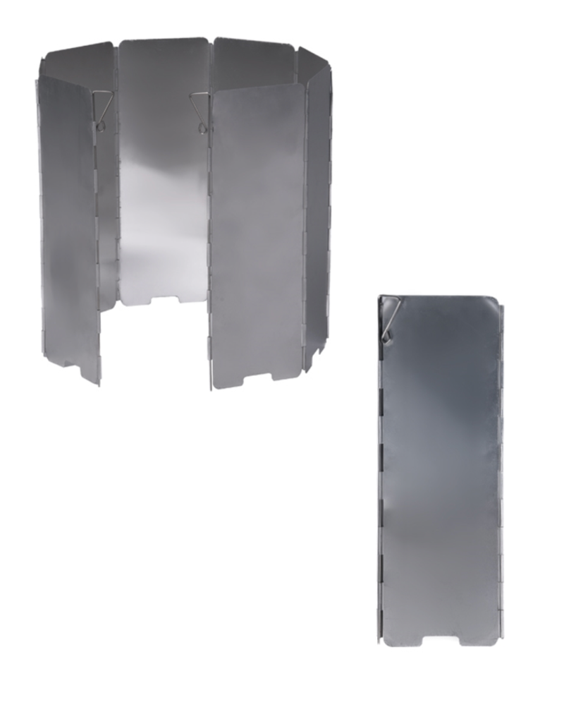 Foldbar aluminiums vindskærm til stormkøkken, brændere og bål