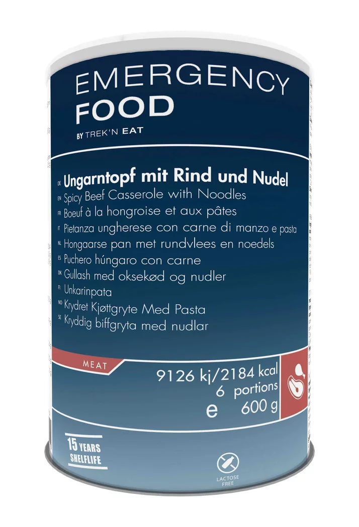 frysetørret mad, gullash med oksekød og nudler. 600 g. 6 portioner