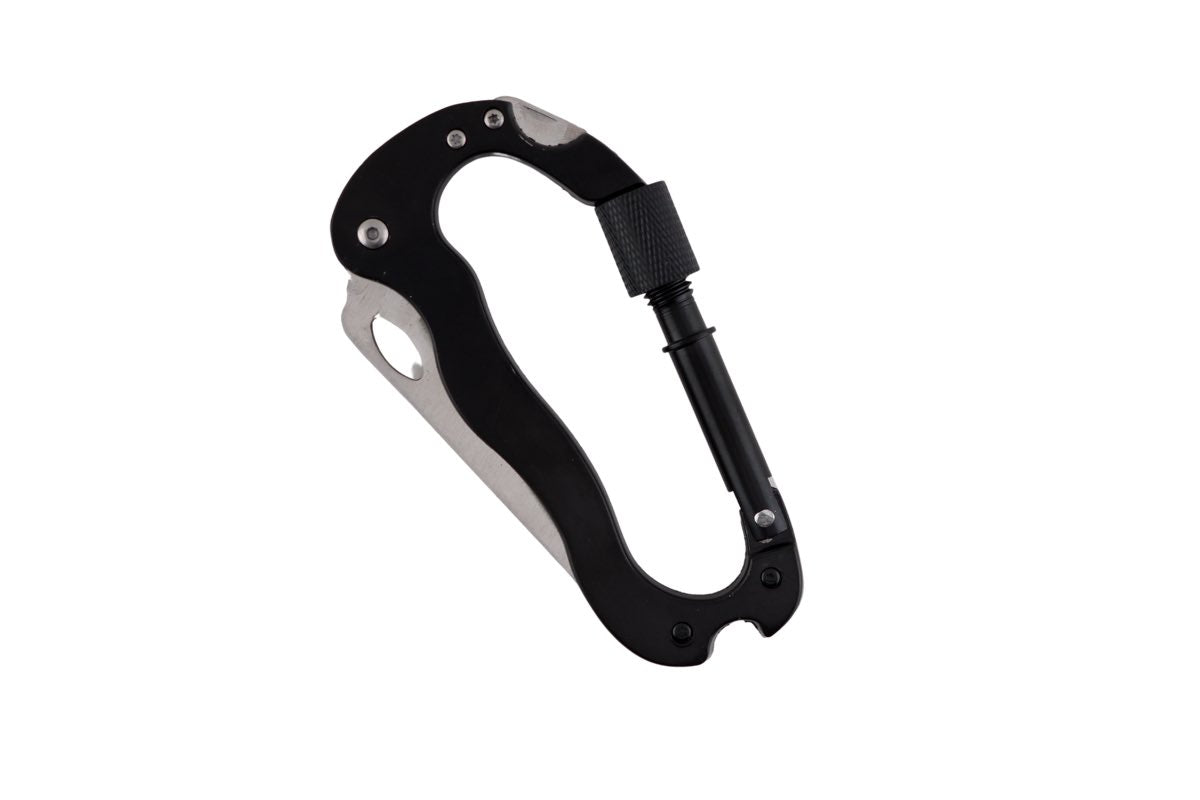Karabinhage multipurpose sort med kniv