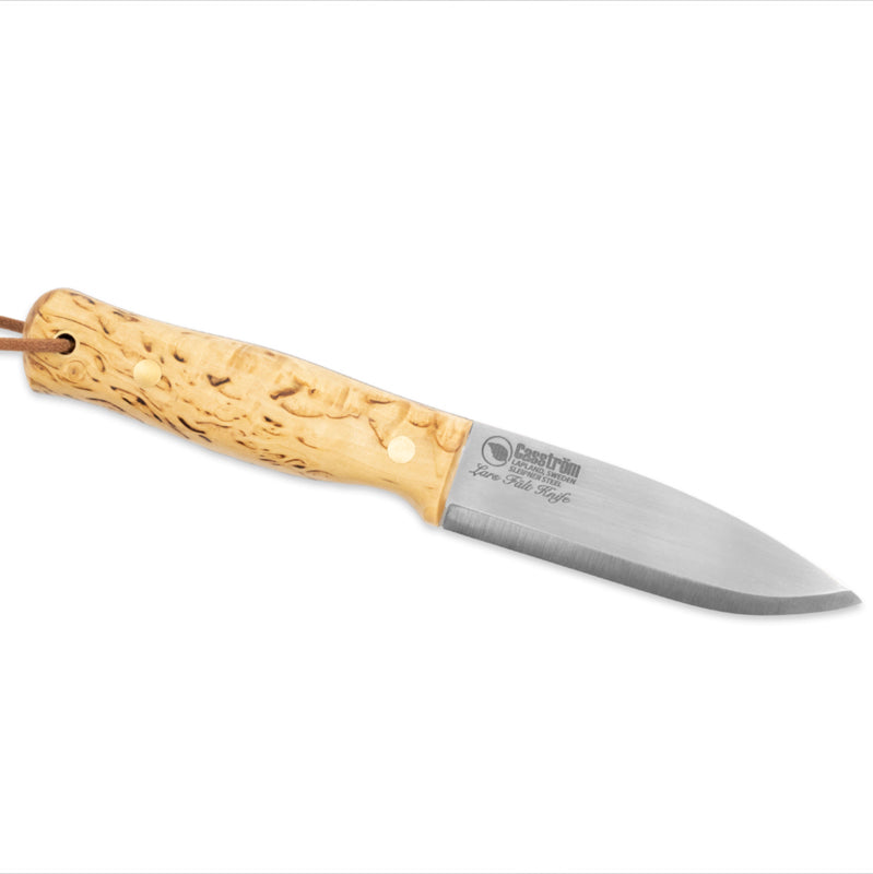 Bushcraft Kniv - Lars Fält fra Casström Curly Birch med læderskede ildstål