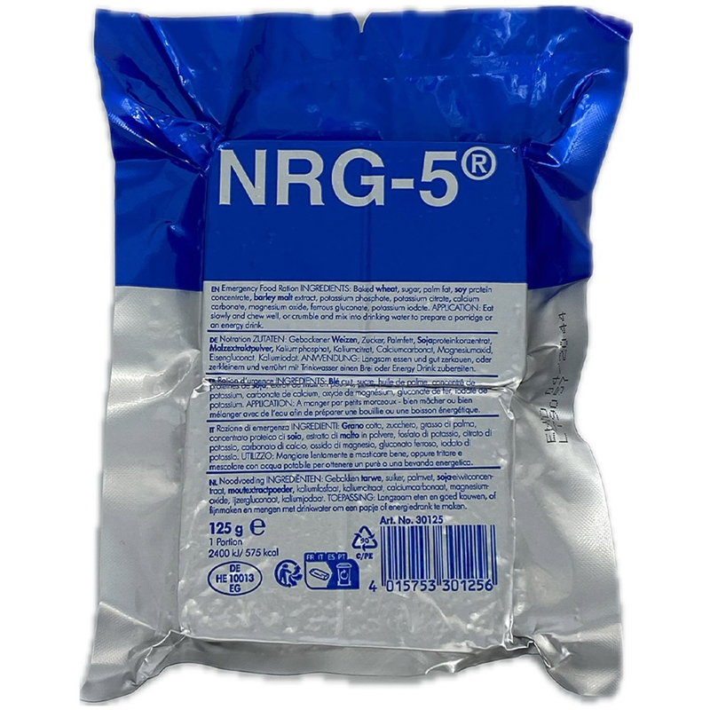 Nødration - NRG-5 Emergency Food Ration - 125 gram. Op til 20 års holdbarhed.