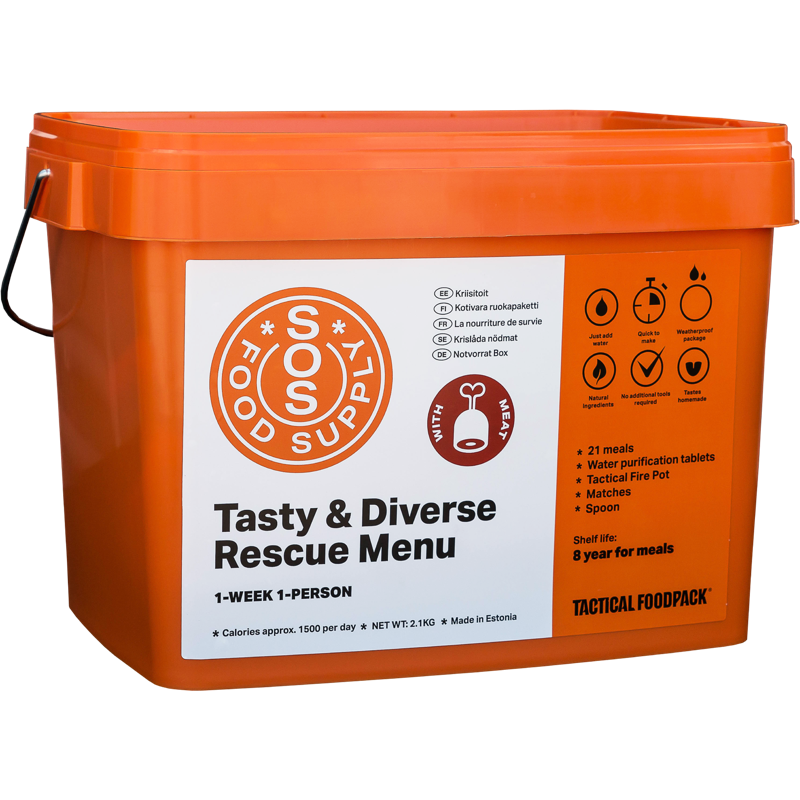 SOS Nødpakke til 1 uge (21 måltider) - frysetørret mad - Tactical Foodpack