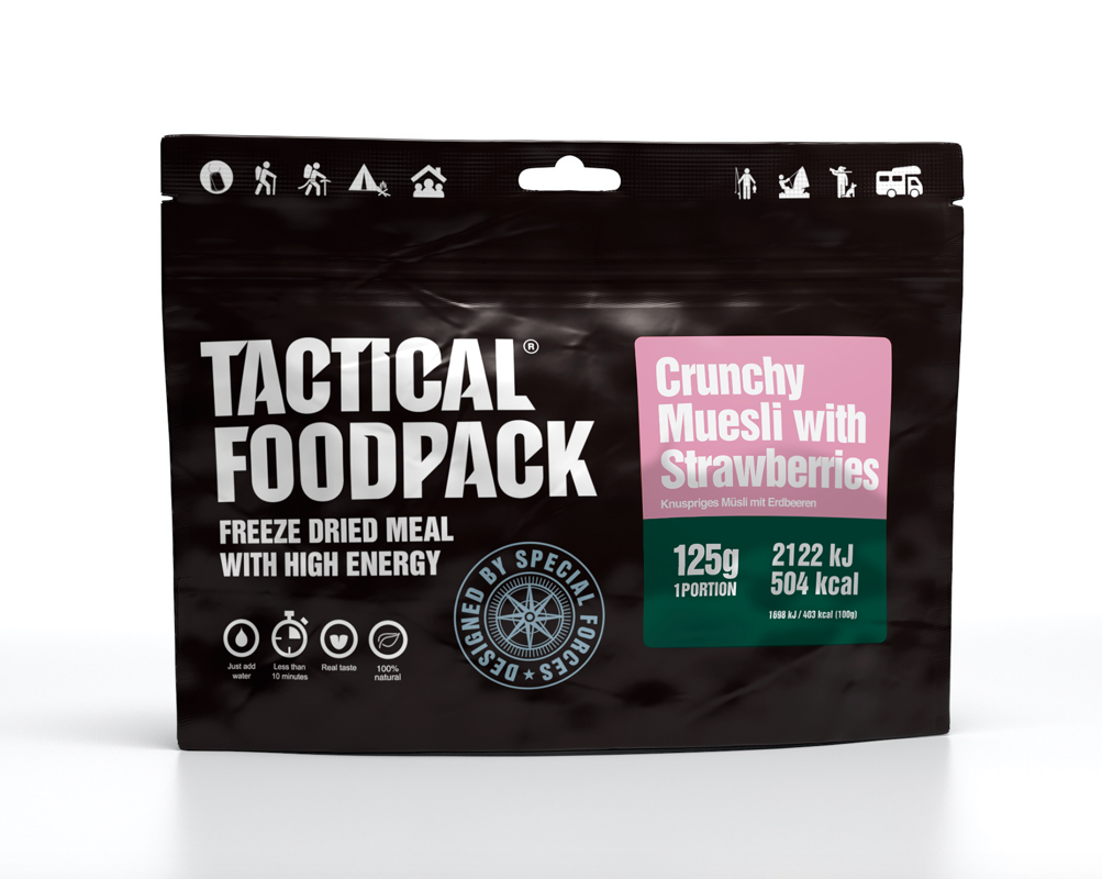 Sprød müsli med jordbær - frysetørret mad - Tactical Foodpack