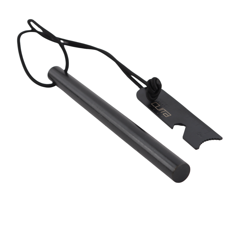 Tændstål - 153 mm - med elastik snor - Sort - Cuma Gear