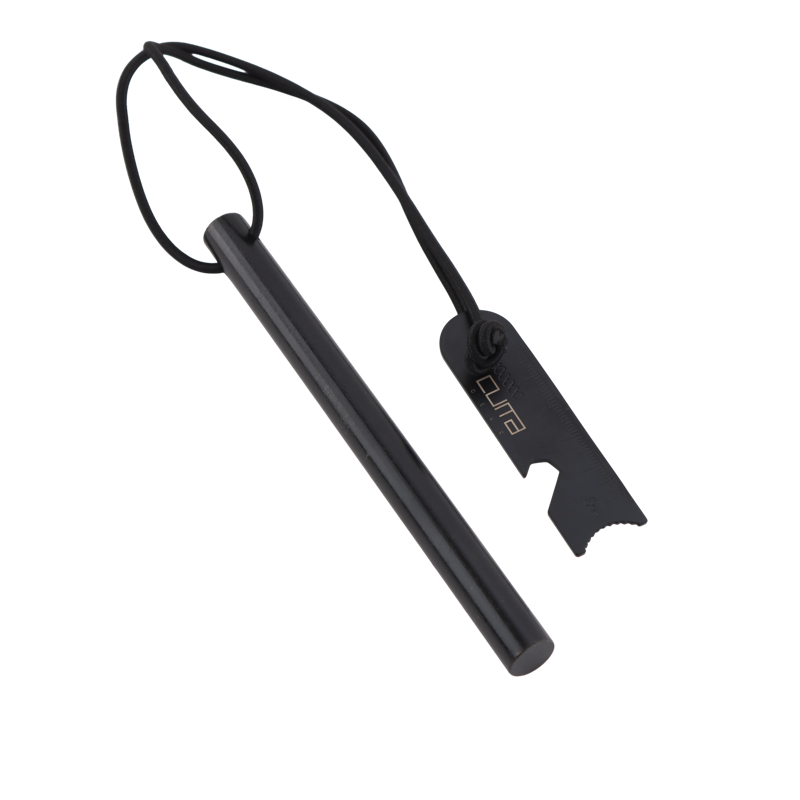 Tændstål - 153 mm - med elastik snor - Sort - Cuma Gear