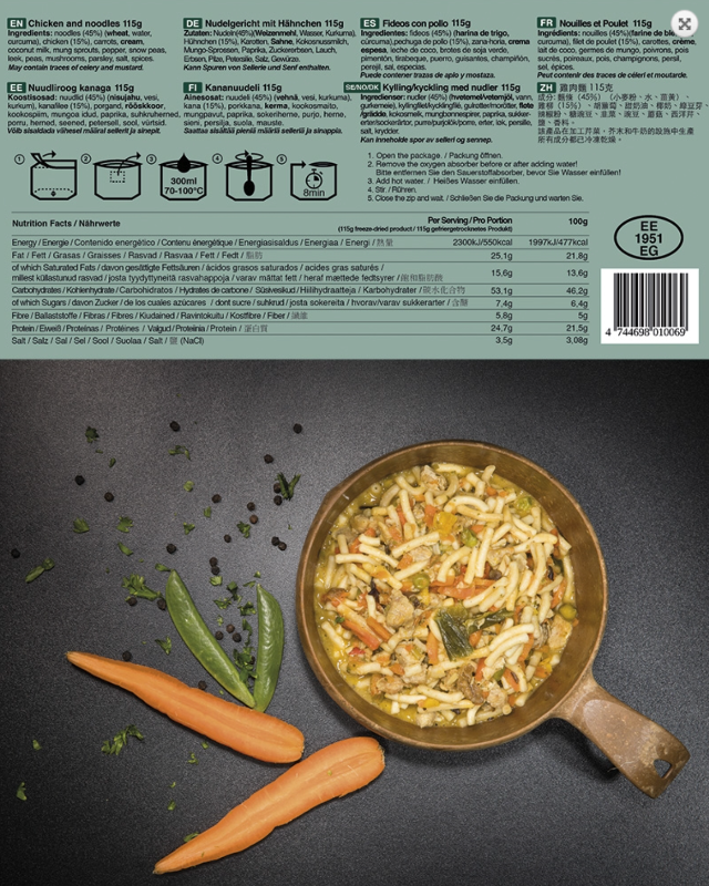 Frysetørret Mad Turmad Kylling Nudler Tactical Foodpack Chicken and Noodles