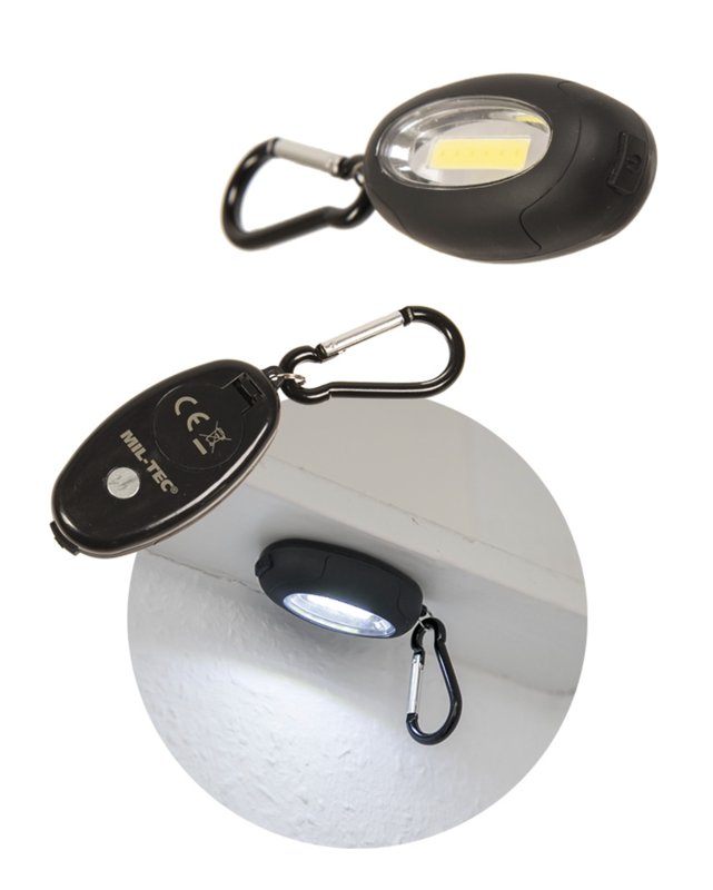 Mini lygte med karabin og magnet - Mil-Tec