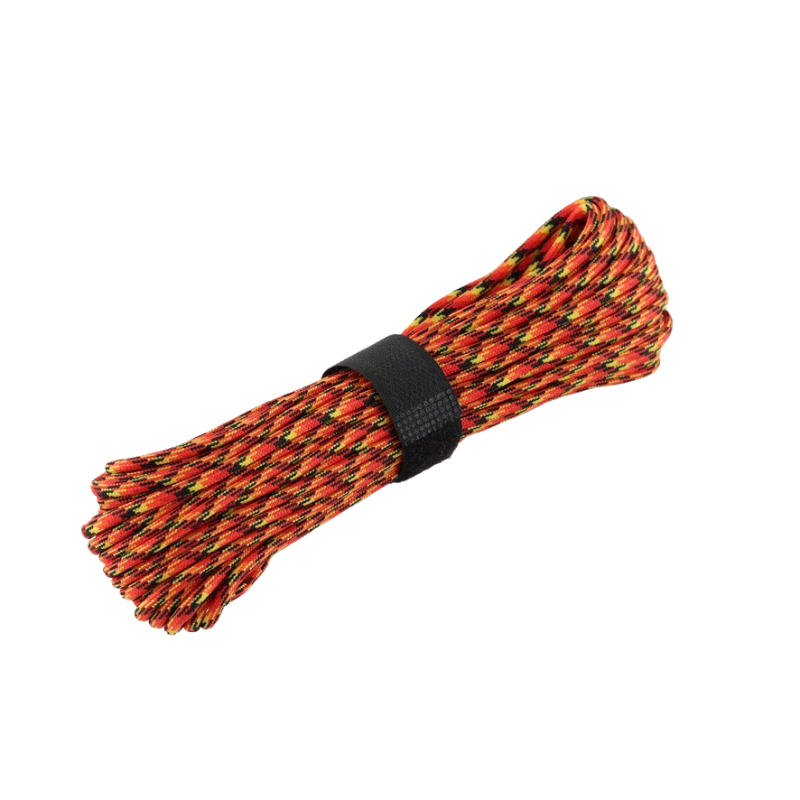 Paracord 550 / Type III - Multi color Rød, Sort, Gul, Orange - 15,24 meter