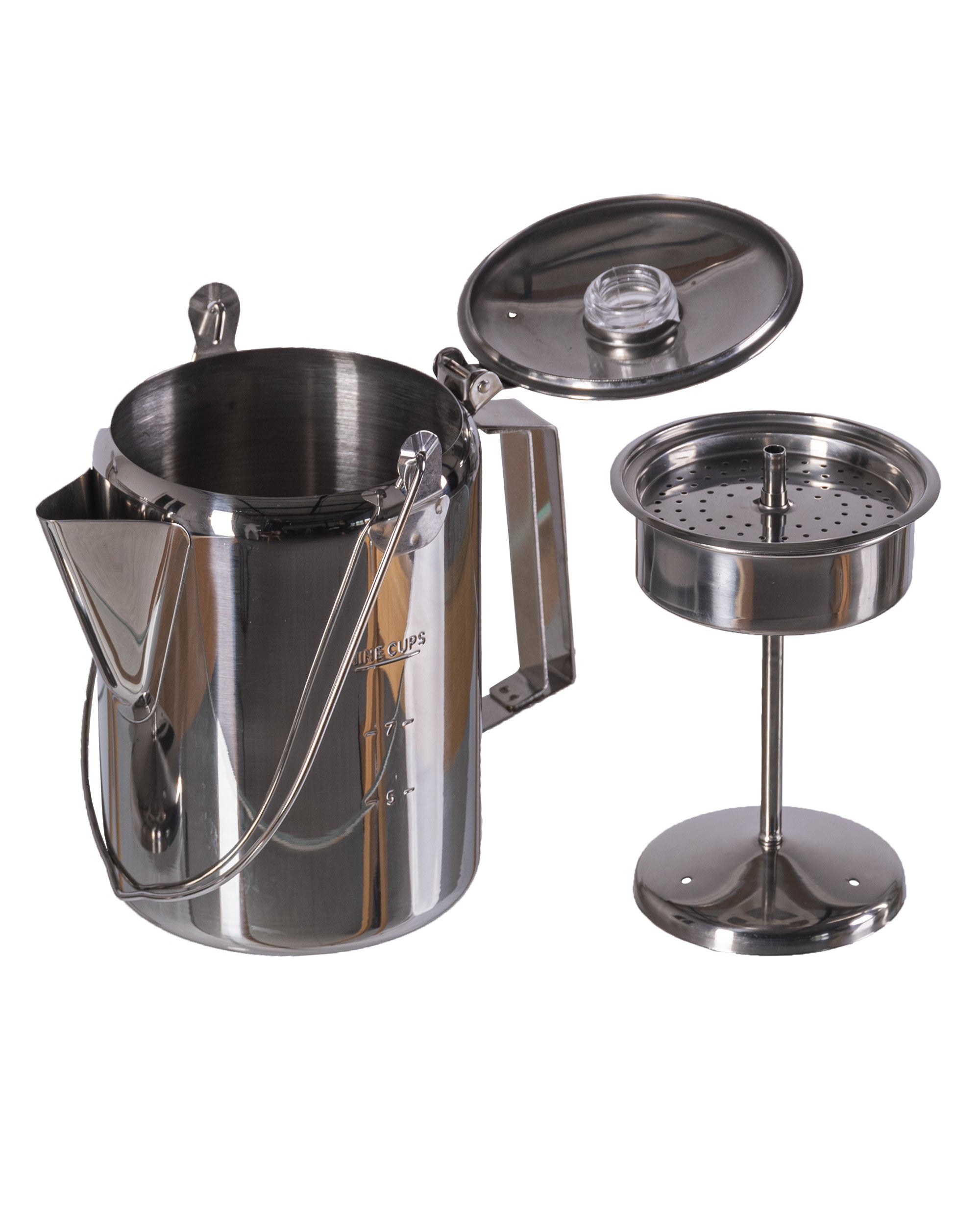 Bålkande med perkolator - Rustfrit stål